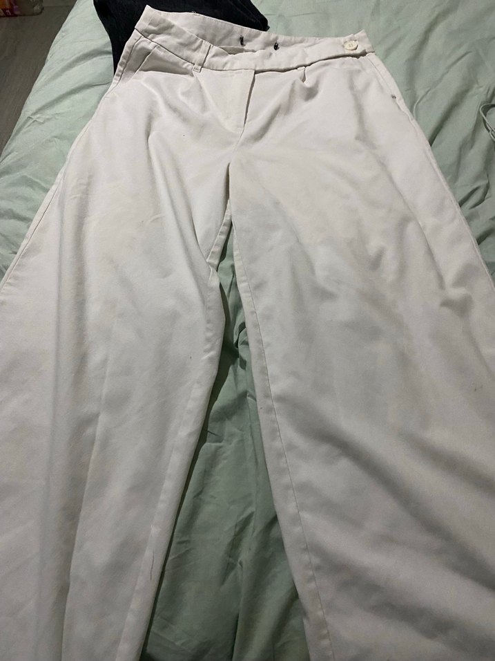 beyaz kumaş pantolon - Görsel 3