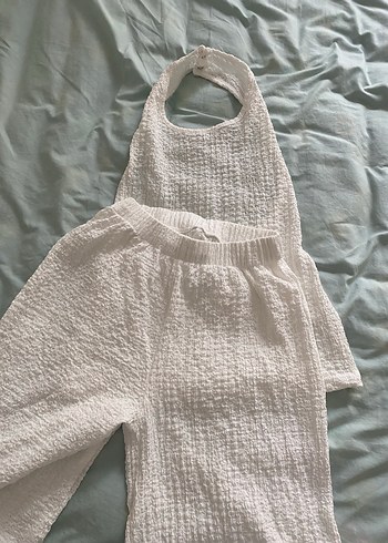 Beyaz Keten Bohem Kadın Tulum - Görsel 4