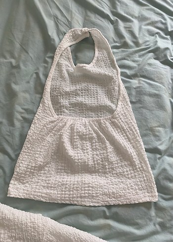 Beyaz Keten Bohem Kadın Tulum - Görsel 5