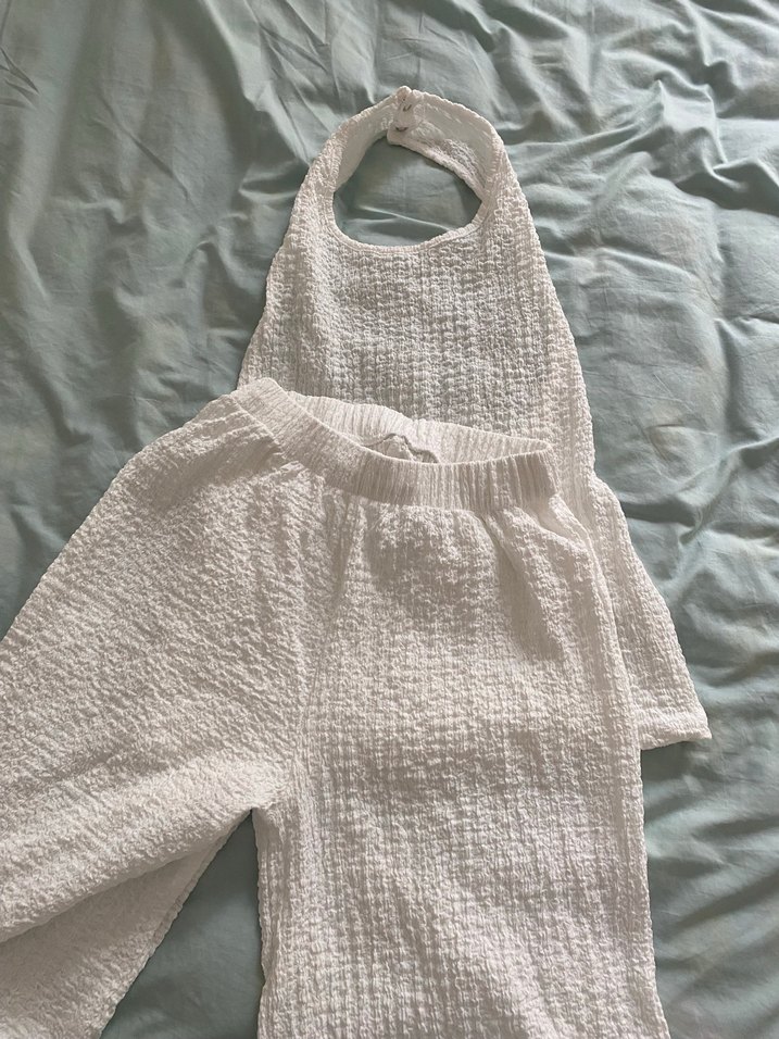 Beyaz Keten Bohem Kadın Tulum - Görsel 4