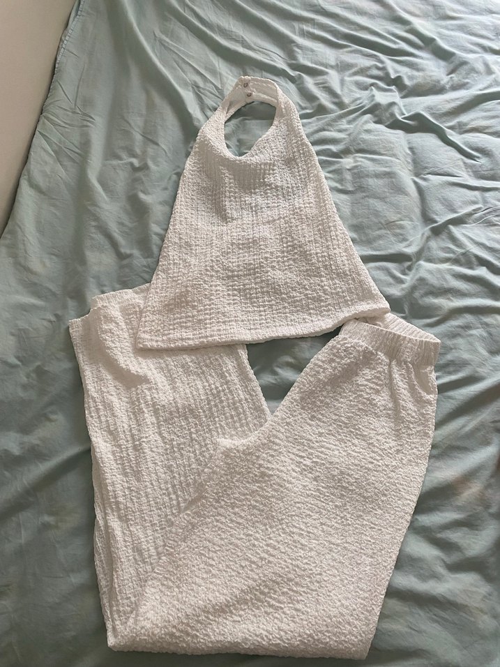 Beyaz Keten Bohem Kadın Tulum - Görsel 2