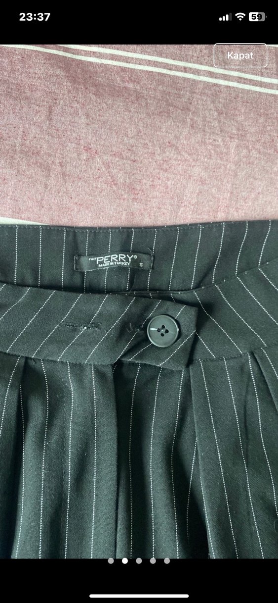 Gri Çizgili Kadın Kumaş Pantolon - Görsel 2