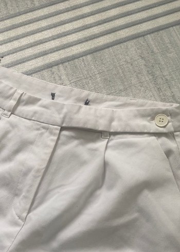 Beyaz Bol Kesim Keten Kadın Pantolon - Görsel 2