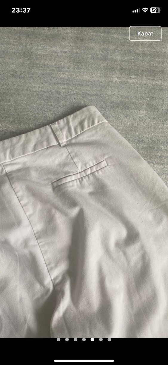 Beyaz Bol Kesim Keten Kadın Pantolon - Görsel 3