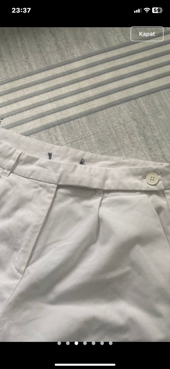 Beyaz Bol Kesim Keten Kadın Pantolon - Görsel 2