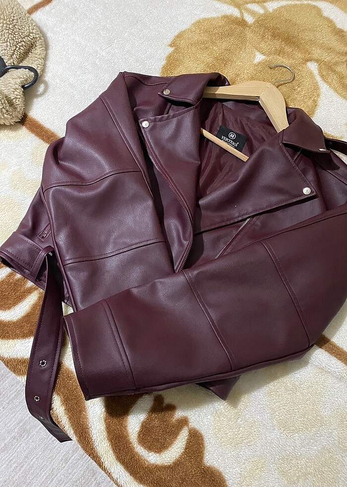 Bordo deri ceket - Görsel 2