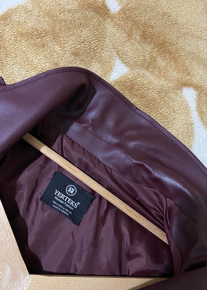 Bordo deri ceket - Görsel 4