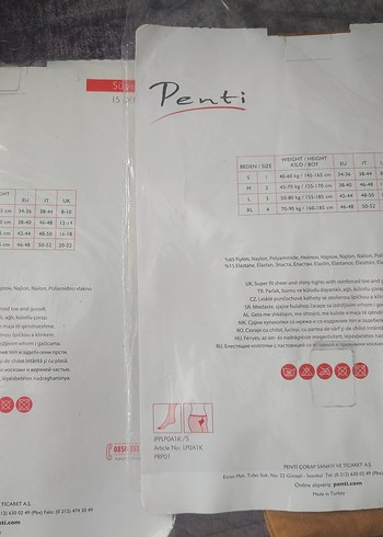 l Beden Penti Parlak Kadın Çorap