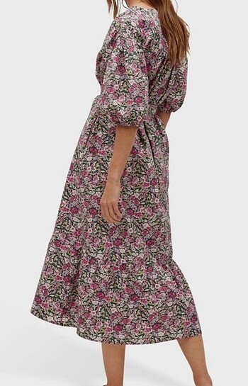 Mango Mango floral elbise pamuk