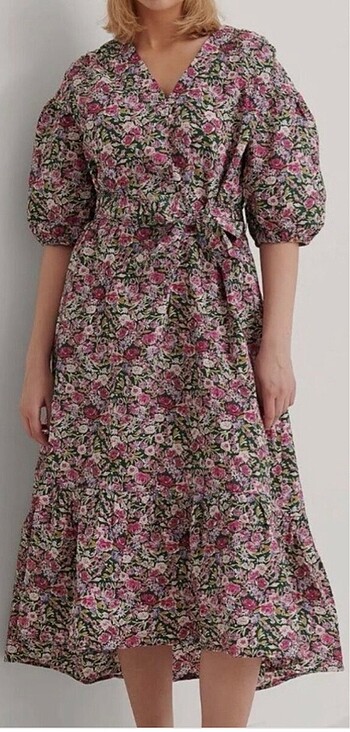m Beden Mango floral elbise pamuk