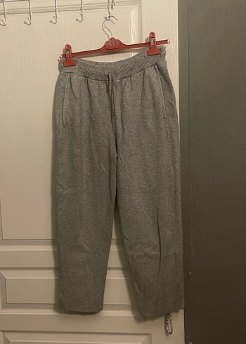 Gri Kadın Keten Rahat Kesim Sweatpant
