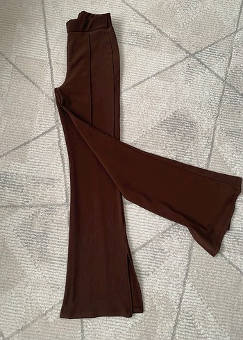 Kahverengi Fitilli Kadın Kumaş Pantolon - Görsel 2