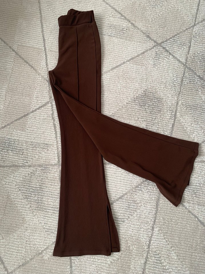 Kahverengi Fitilli Kadın Kumaş Pantolon - Görsel 2