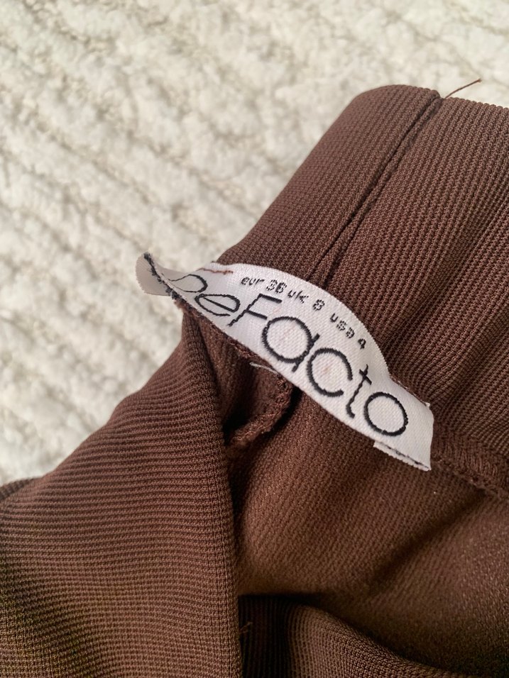 Kahverengi Fitilli Kadın Kumaş Pantolon - Görsel 4