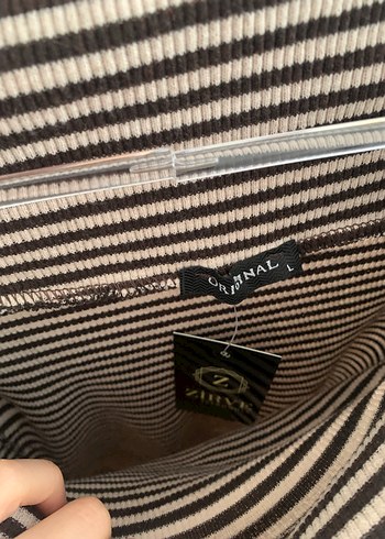 Çizgili Kayık Yaka Triko Bluz - Görsel 2