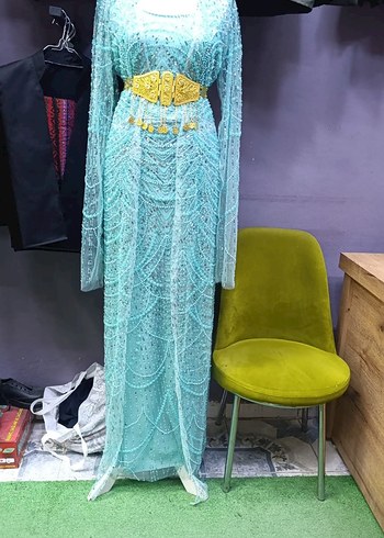 38 Beden çeşitli Renk Boncuk İşlemeli Renkli Bohem Kaftan