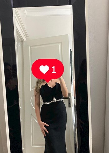 Alfabeta Siyah Straplez Uzun Gotik Abiye Elbise