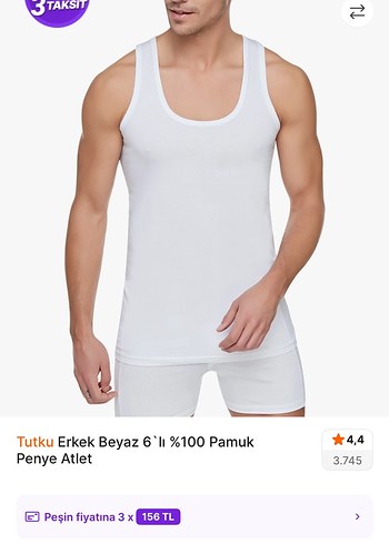 Tutku Erkek Beyaz Pamuklu Penye Atlet 6'lı