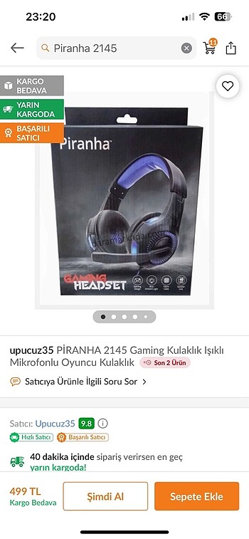 PIRANHA GAMING HEADSET
