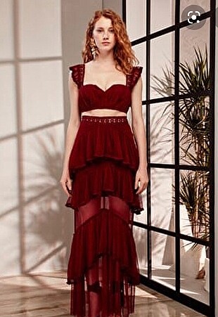 Raisa&Vanessa For Trendyol ELLA Bordo Abiye