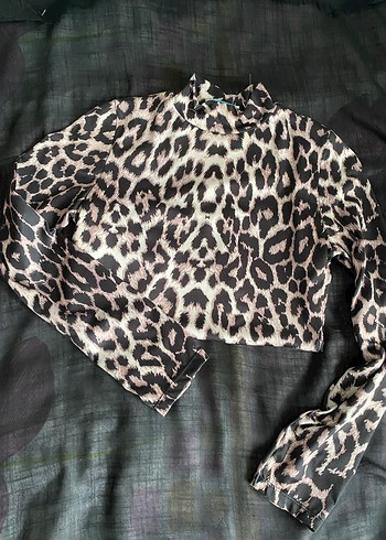 s Beden kahverengi Renk Kahverengi Leopar Desenli Mini Bluz