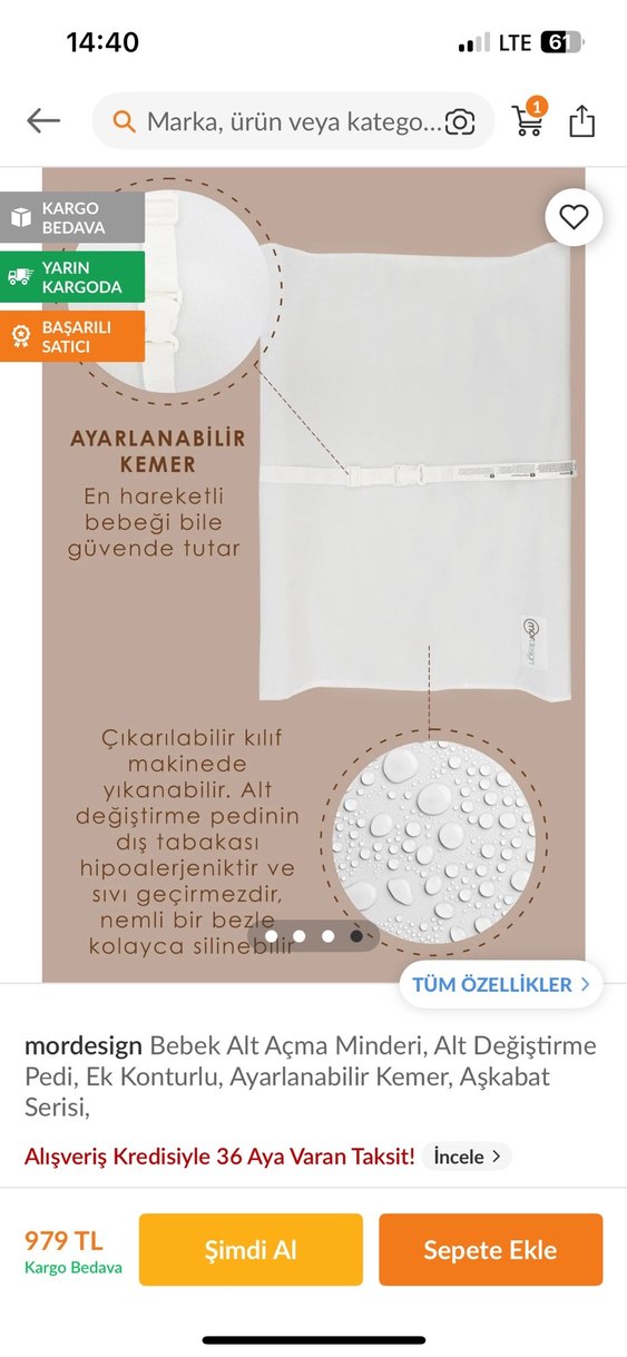 Beyaz Bebek Alt Değiştirme Pedi Fermuarlı Tasarım - Görsel 2