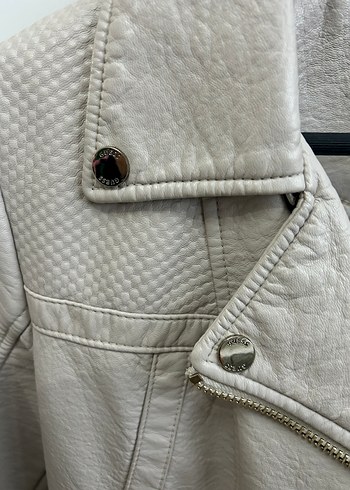 Bej Biker Stili Deri Ceket - GUESS - Görsel 8