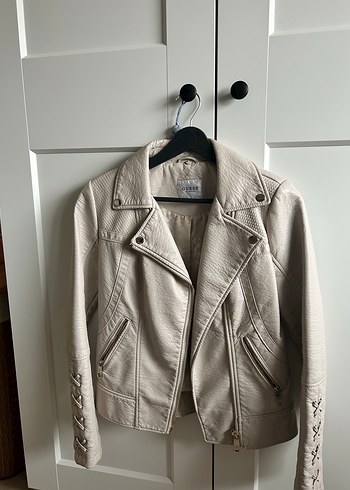 Bej Biker Stili Deri Ceket - GUESS - Görsel 2