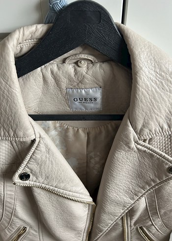 Bej Biker Stili Deri Ceket - GUESS - Görsel 4