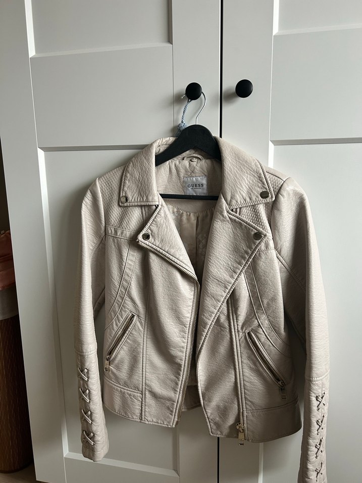 Bej Biker Stili Deri Ceket - GUESS - Görsel 2