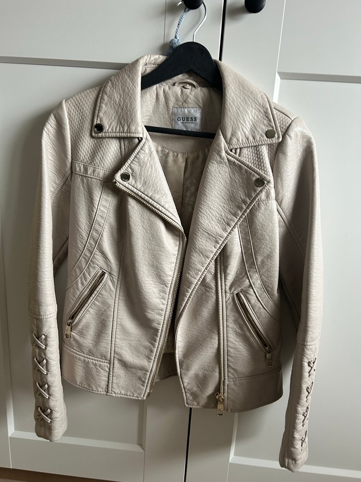 Bej Biker Stili Deri Ceket - GUESS - Görsel 3