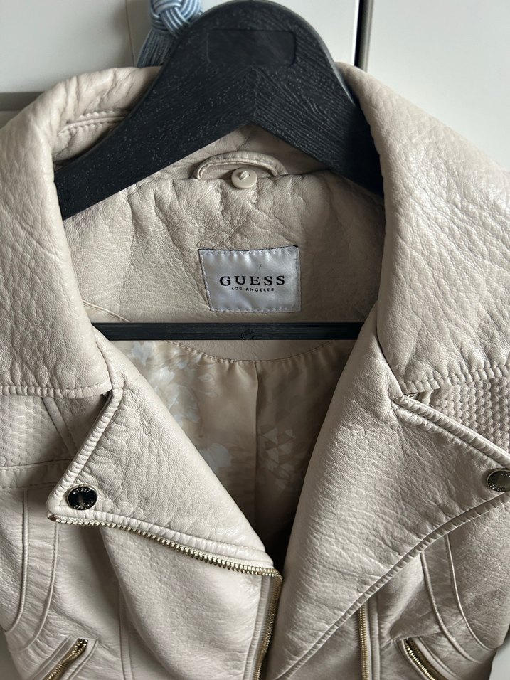 Bej Biker Stili Deri Ceket - GUESS - Görsel 4
