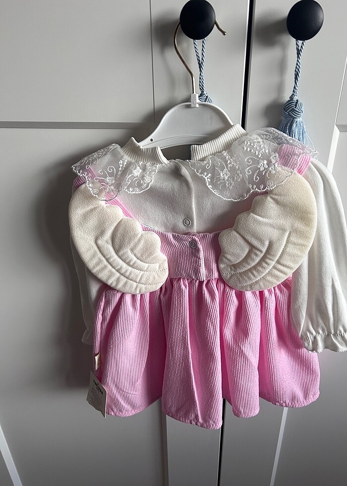 Arkası kanatlı pembe cici elbise - Görsel 3