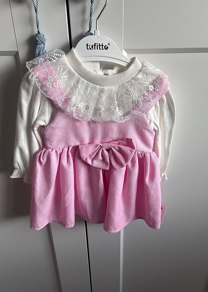 Arkası kanatlı pembe cici elbise - Görsel 4