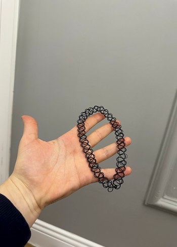 Siyah Elastik Gotik Midi Kolye - Görsel 2