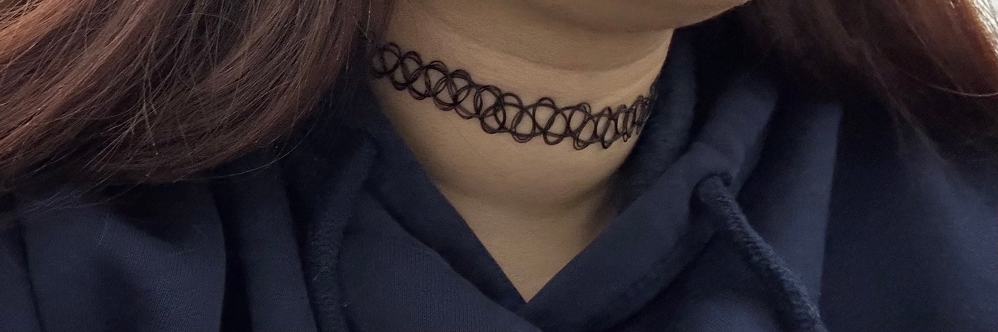 Siyah Elastik Gotik Midi Kolye - Görsel 3