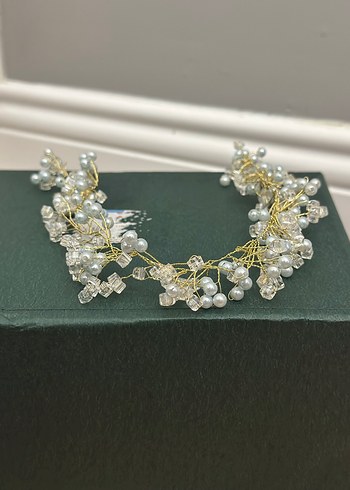 Altın Renkli Boncuklu Bohem Saç Aksesuarı - Görsel 3