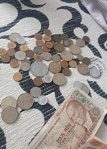 Beden Renk Eski kagit ve demir paralar