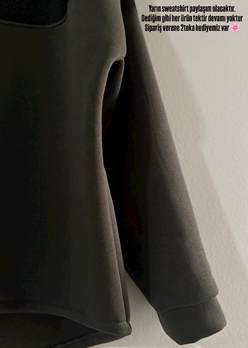 universal Beden siyah Renk Kadın Siyah haki Oversize Sweatshirt
