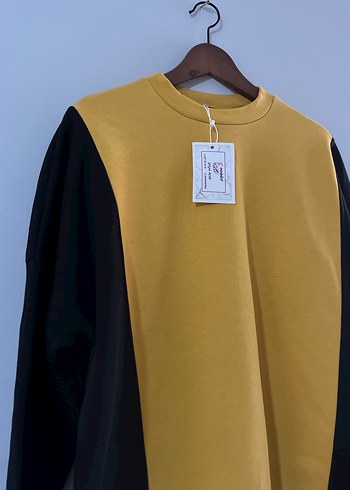 universal Beden sarı Renk Sarı Siyah Oversize Sweatshirt
