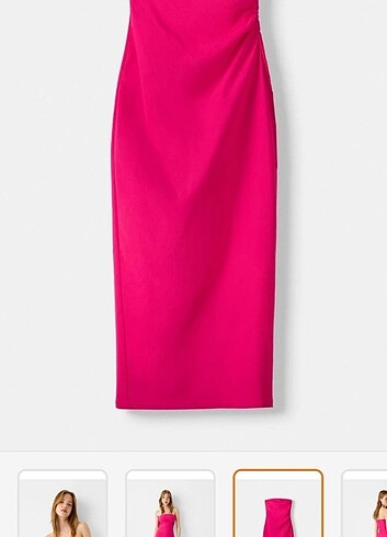 Bershka Bershka straplez yaka midi elbise