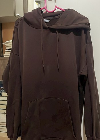 Kahverengi Kapüşonlu Kadın Sweatshirt