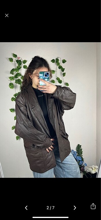 American Vintage vintage kahverengi deri ceket