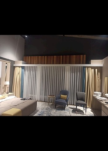 Çağdaş Tarzda Camel ve Gri Perde - Görsel 2