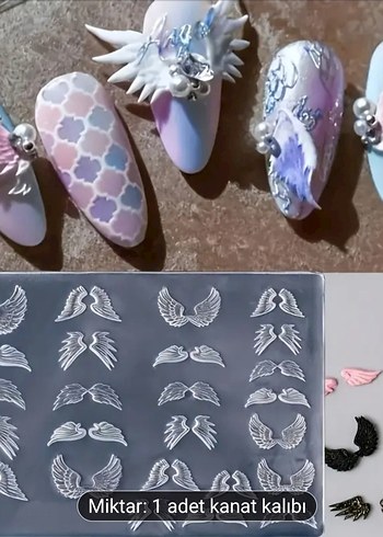 Beyaz Kanat Tırnak Süsleme Kalıbı - Görsel 2