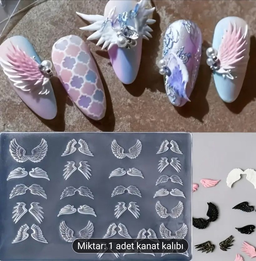 Beyaz Kanat Tırnak Süsleme Kalıbı - Görsel 2