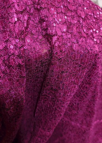 Vişne çürüğü Payetli Parlak Kumaş - Görsel 4