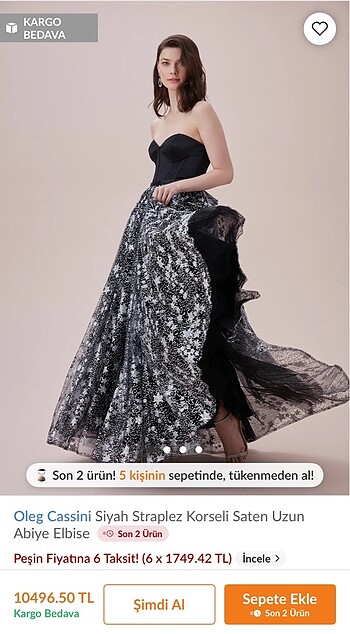 38 Beden Oleg Cassini Uzun Abiye