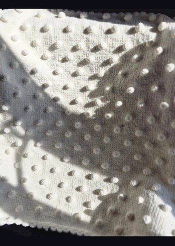 Düğmeli ponponlu Beyaz bebek Hırkası ve battaniye - Görsel 7