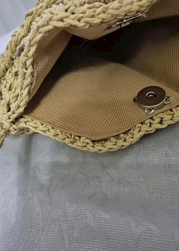 hasır krem Örgü yuvarlak Kadın Çanta - Görsel 4